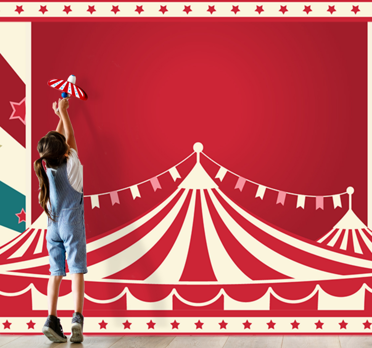 Fantasy cirkus banner røde børn fototapeter - TenStickers