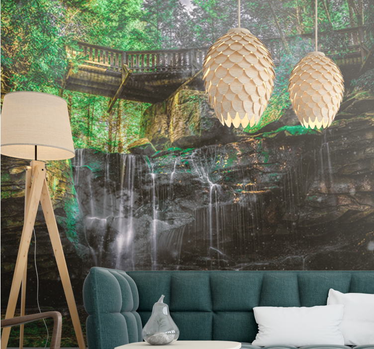 Skovklippe med hængende blade fototapet - TenStickers