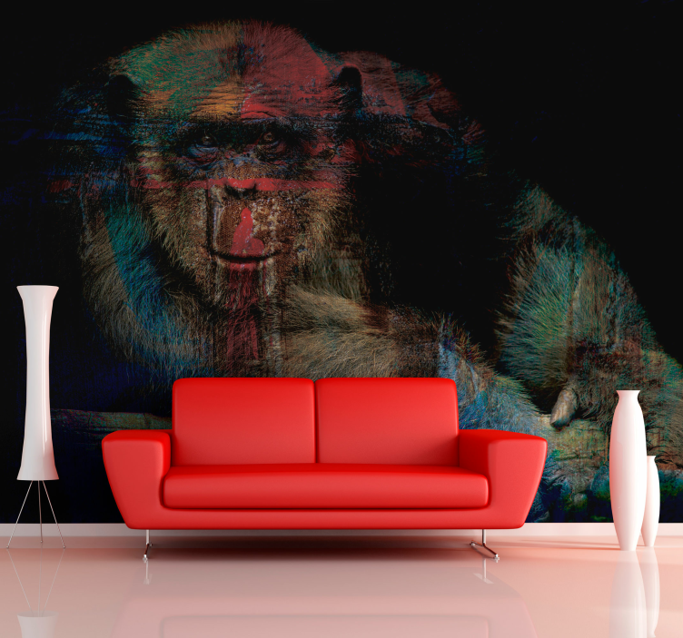 Farverig abe fototapet - TenStickers