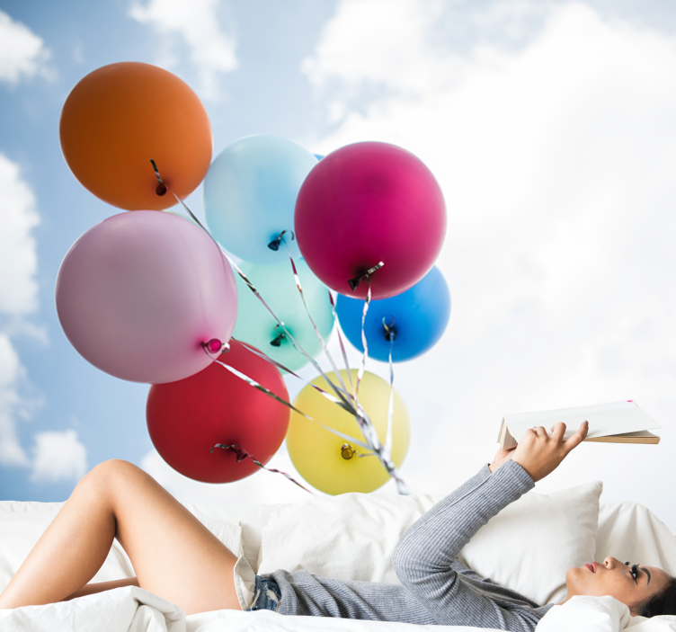 Farverige balloner med himmel børnebilleder - TenStickers
