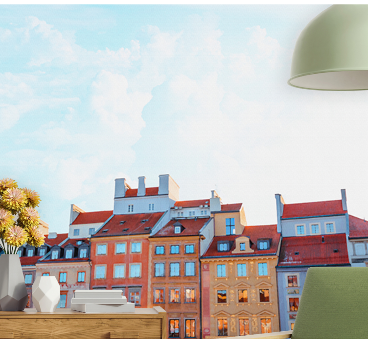 Farverigt bybillede fototapet af byer - TenStickers