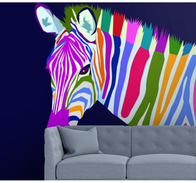 Flerfarvet zebra fototapet dyr - TenStickers