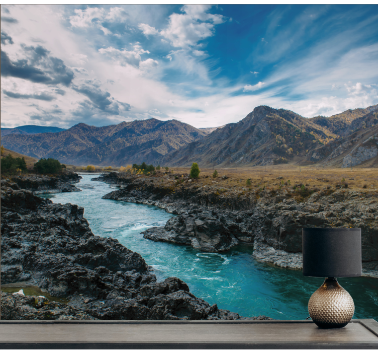 Flod i andes bjerg fototapet - TenStickers