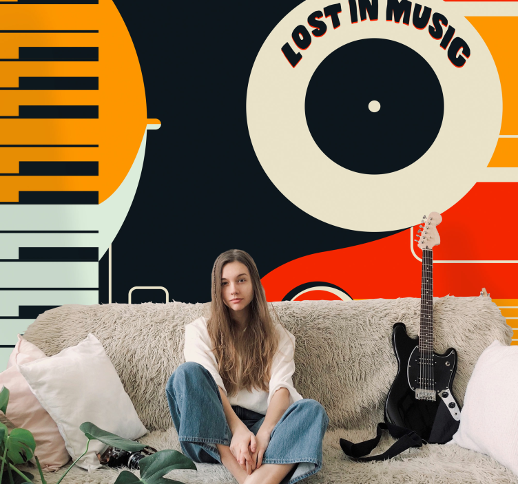 Klaver retro design fototapet musik - TenStickers