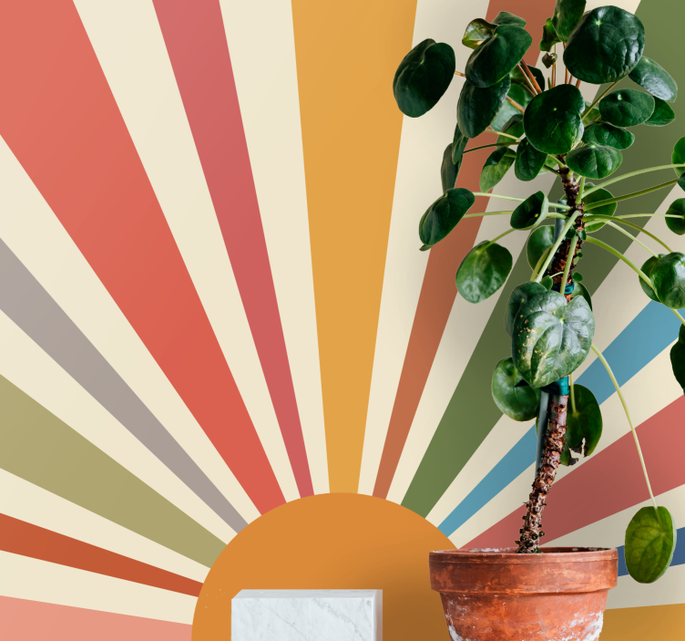 Fototapet abstrakt solopgangsstråler mønster - TenStickers