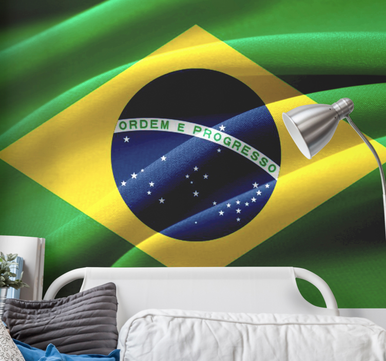 Fototapet af byer med brasiliansk flagdesign - TenStickers