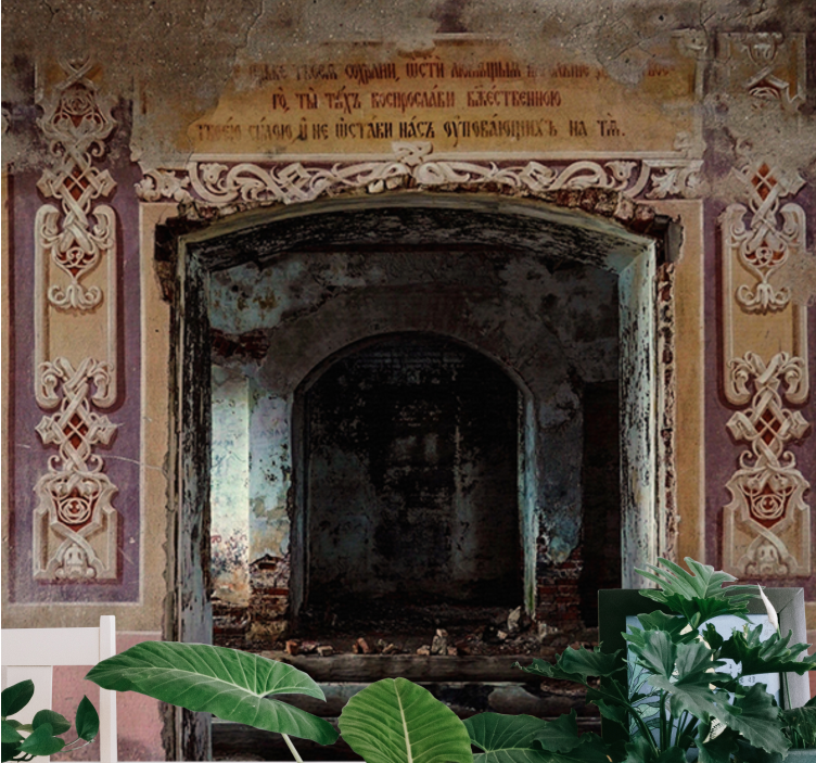 Fototapet af byer med forladt retroarkitektur - TenStickers