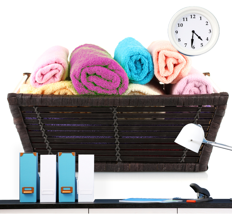 Fototapet badeværelse farverige rullede håndklæder - TenStickers