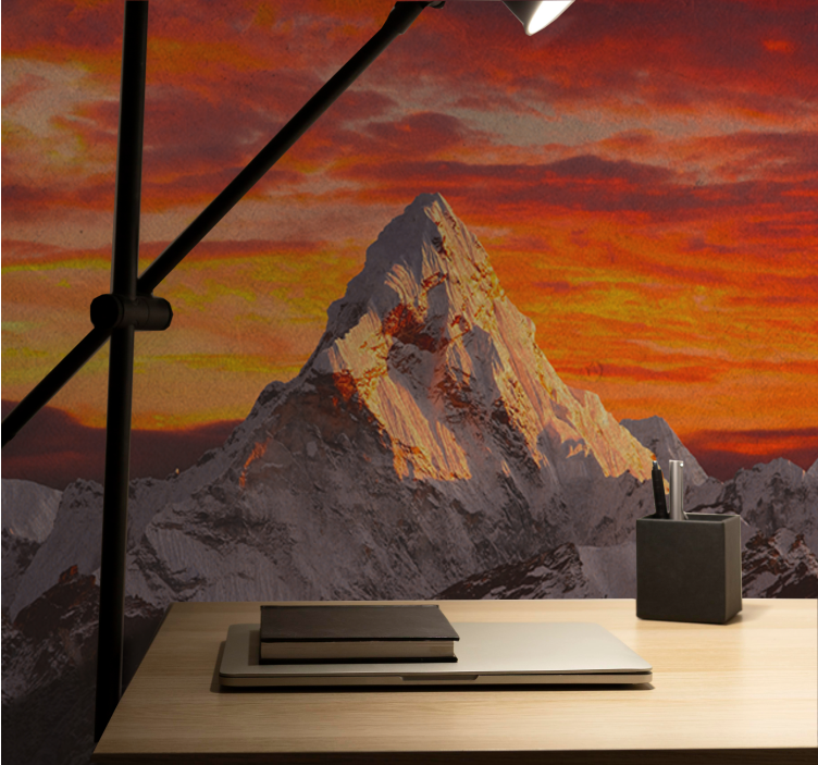 Fototapet bjerg majestætisk bjergsolnedgang - TenStickers