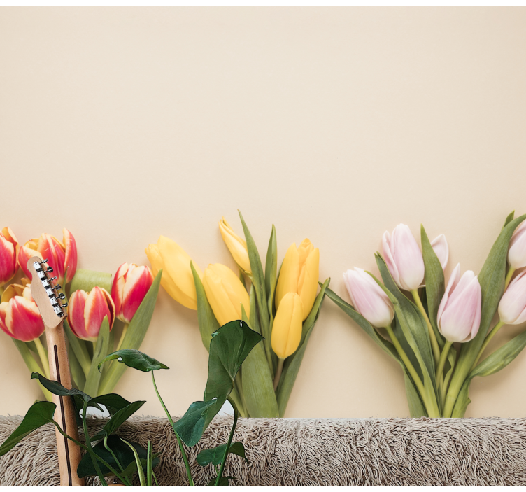 Fototapet blomster farverigt tulipaner arrangement - TenStickers