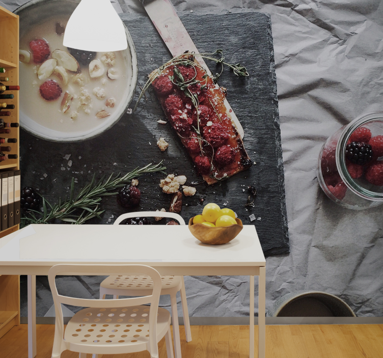 Fototapet blomster frisk bær fornøjelse - TenStickers