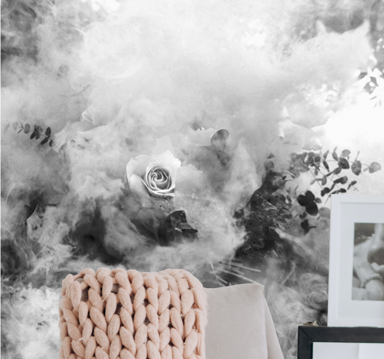 Fototapet blomster himmelsk hvid rose - TenStickers