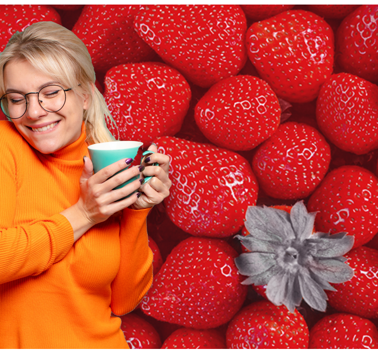 Fototapet blomster jordbær og blomster - TenStickers