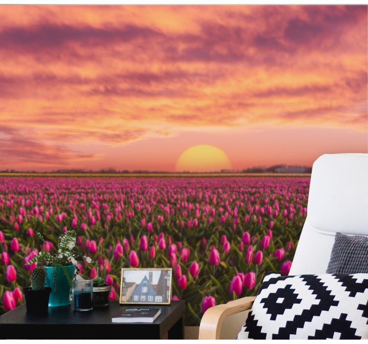 Fototapet blomster tulipaner ved solnedgang - TenStickers