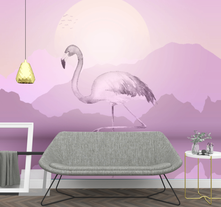 Fototapet dyr elegant flamingo silhuet - TenStickers