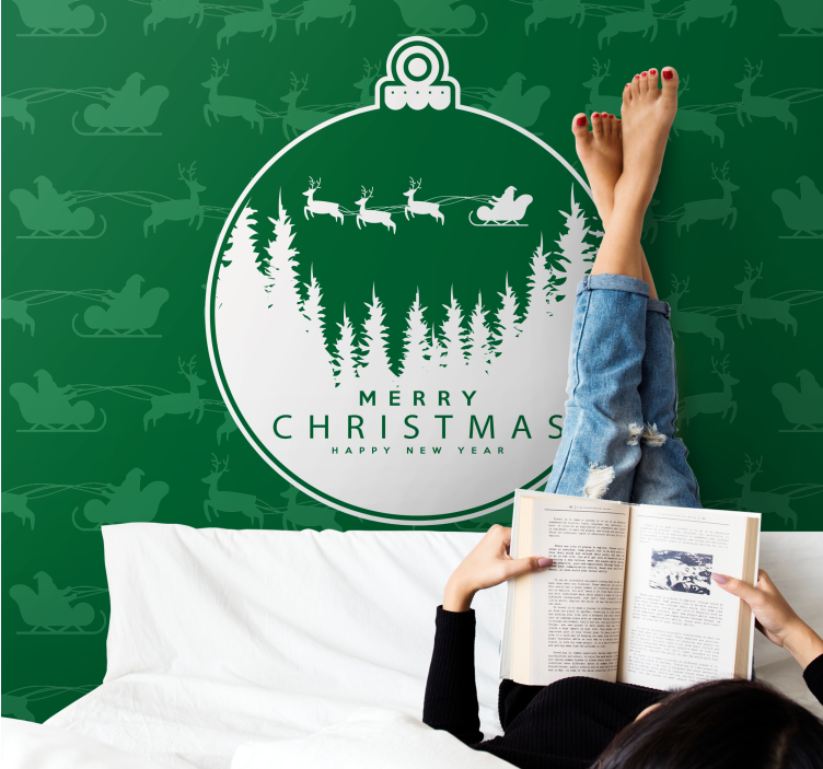 Fototapet jul glædeligt vinterlandskab - TenStickers