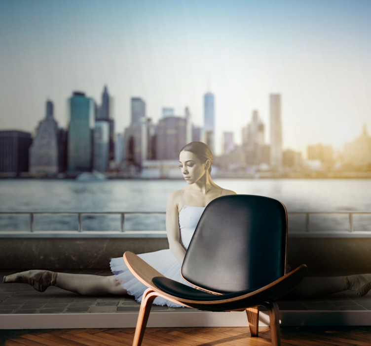 Fototapet med folk balletdanser bylandskab - TenStickers