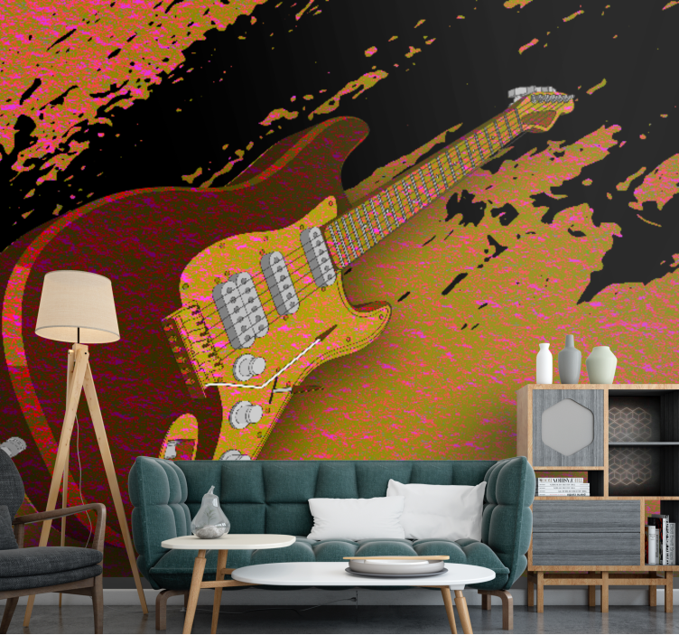 Fototapet musik elektrisk guitar kunst - TenStickers
