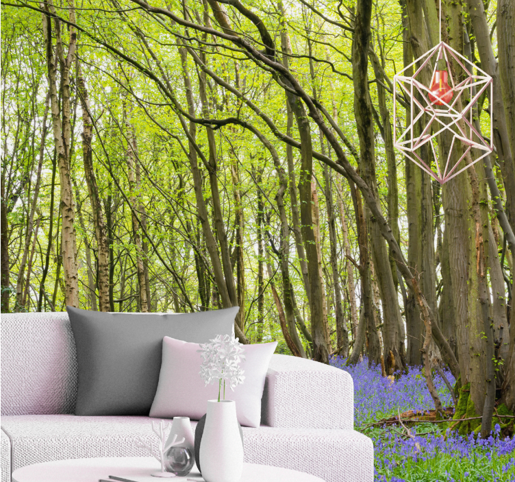 Fototapet skov med livlige grønne træer - TenStickers