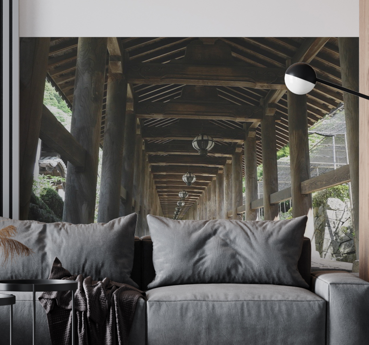 Fototapet skov med udsigt til træsti - TenStickers