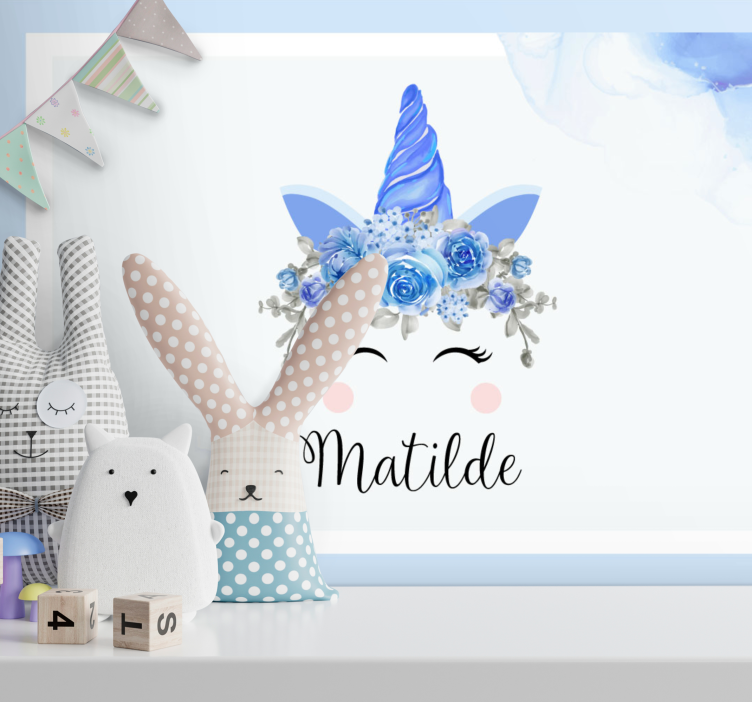 Fototapet til børneværelse med sød enhjørning illustration - TenStickers