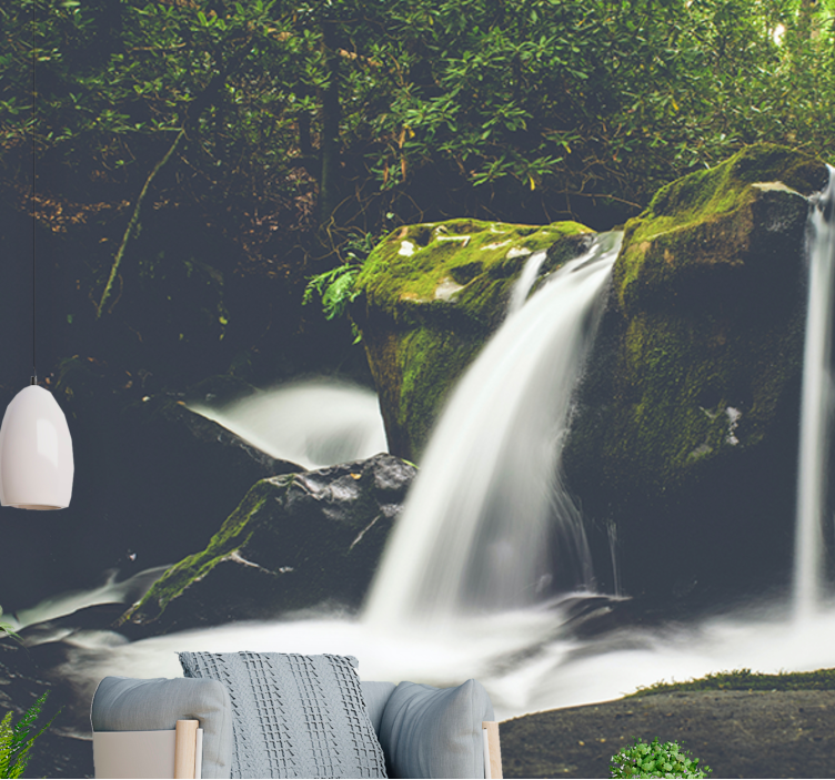 Fototapet vandfald kaskade scene - TenStickers