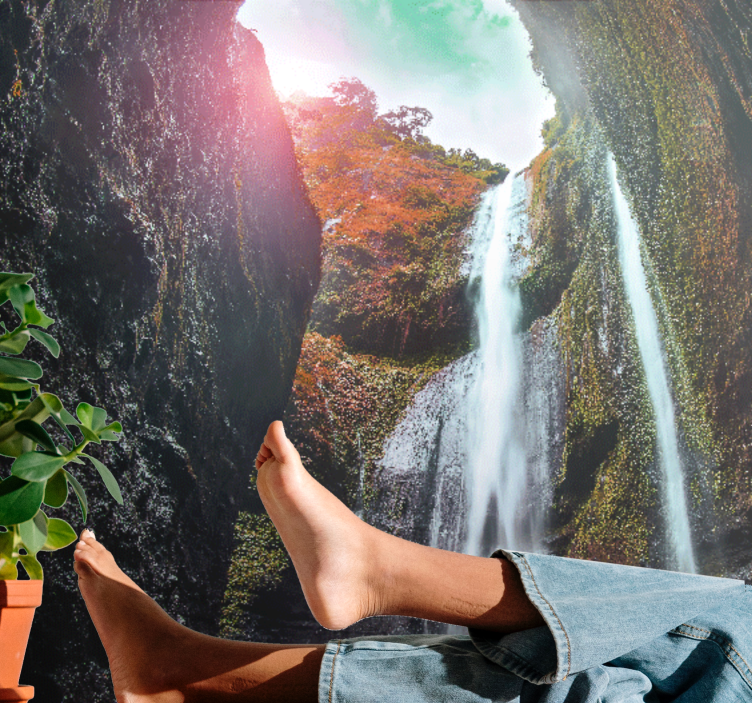 Fototapet vandfald majestætisk kaskade landskab - TenStickers