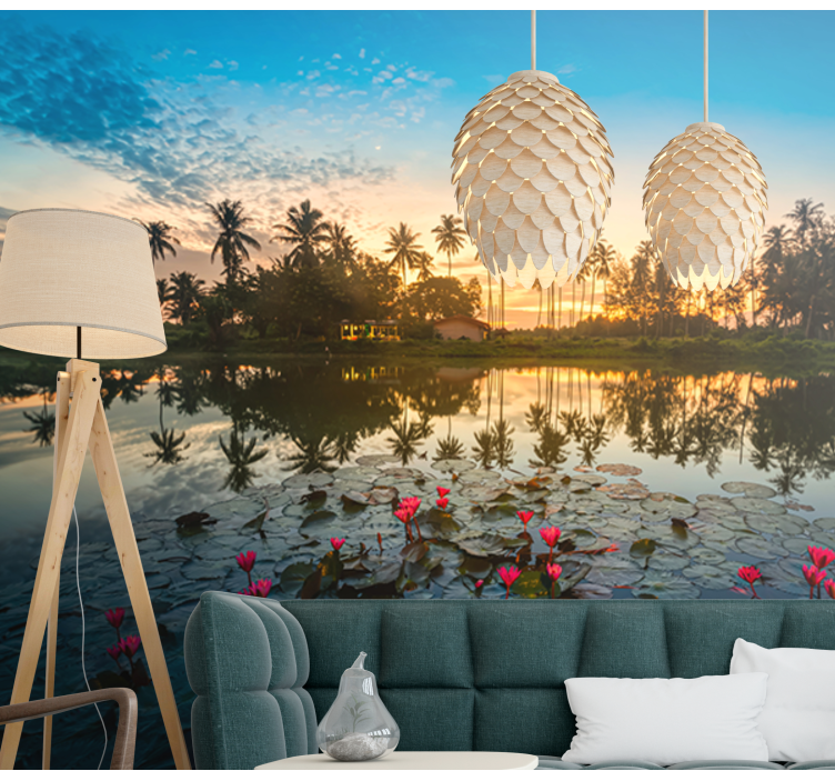 Fredfyldt lotusrefleksion natur fototapet - TenStickers
