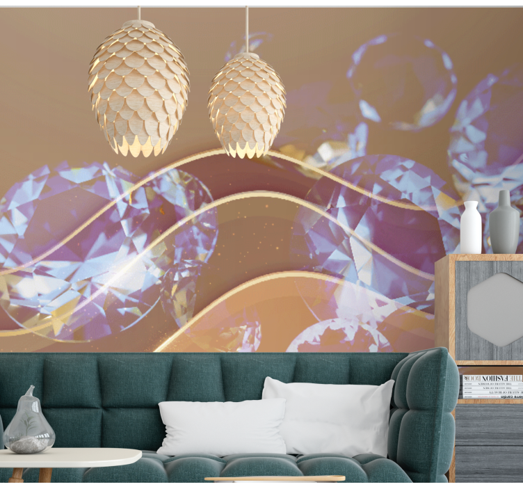 Funklende krystalbølger fototapet abstrakt - TenStickers