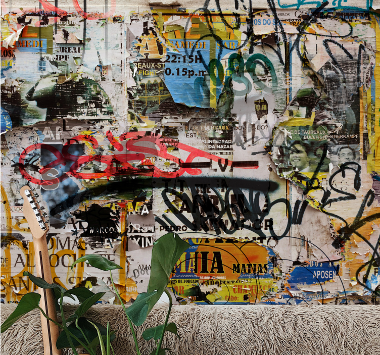 Gamle iturevne plakater Urban kunst fototapeter - TenStickers