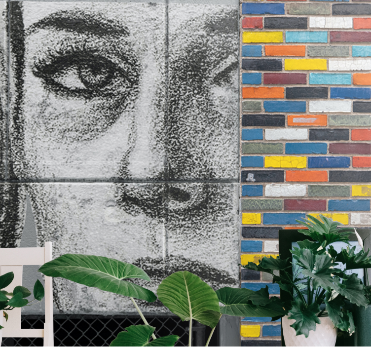 Graffiti fototapet unikt byportræt - TenStickers