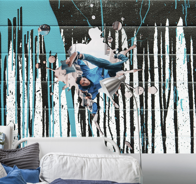 Graffiti stil fototapet med danser - TenStickers