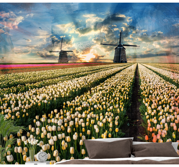 Hollandsk tulipan felt fototapet - TenStickers