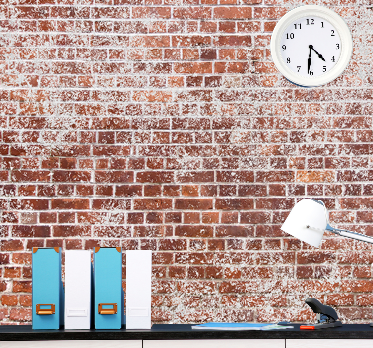 Hvid maling på rød mursten fototapet - TenStickers