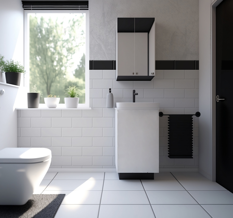 Hvide fliser fototapet beton - TenStickers