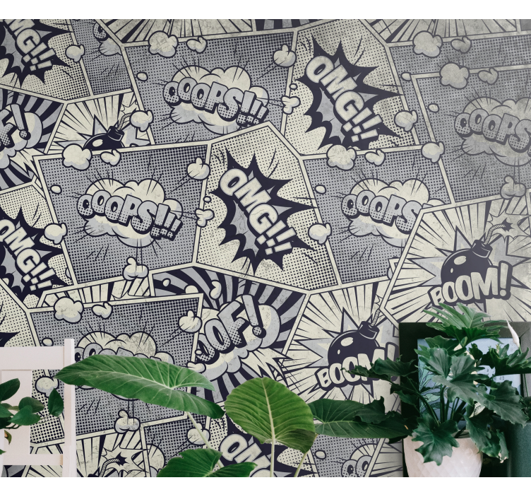 Komiske lydeffekter graffiti fototapet - TenStickers