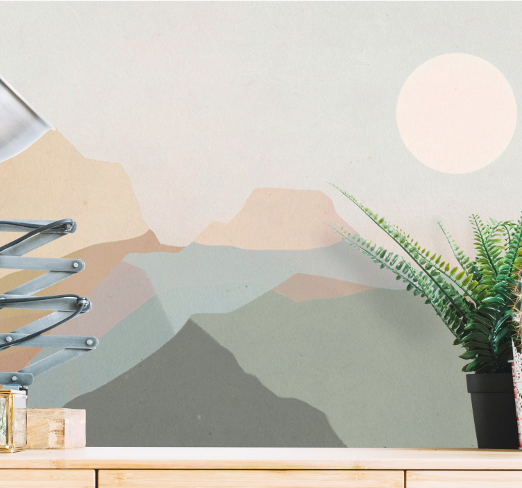 Landskab fototapet bjerg skumringsudsigt - TenStickers