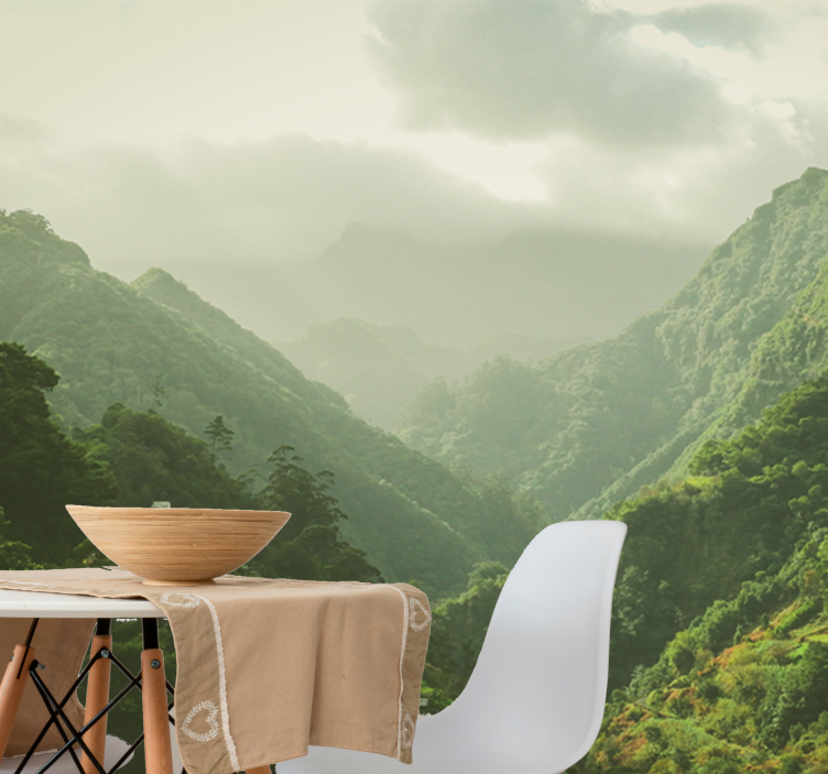 Landskab fototapet bjergdal udsigt - TenStickers