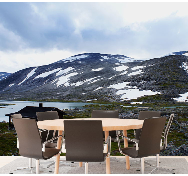 Landskab fototapet bjergsø tilflugtssted - TenStickers