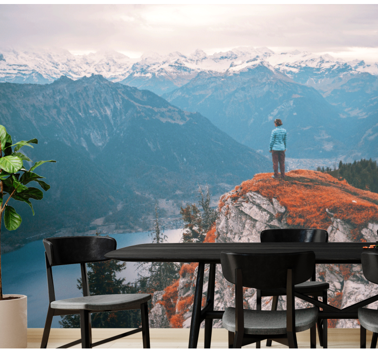 Landskab fototapet bjergudsigt ro - TenStickers