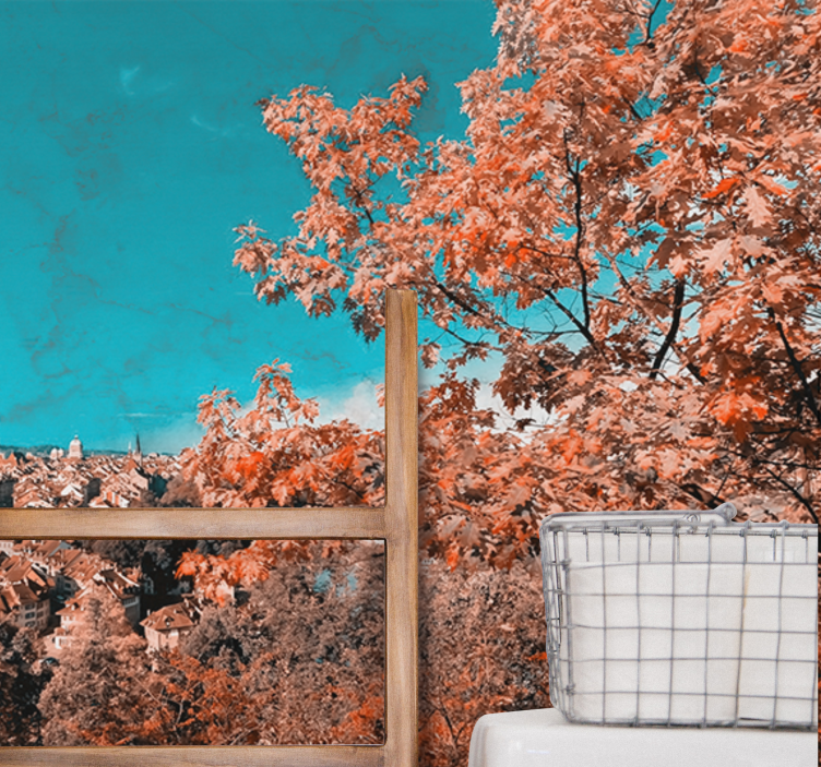 Landskab fototapet livlige efterårslandskaber - TenStickers