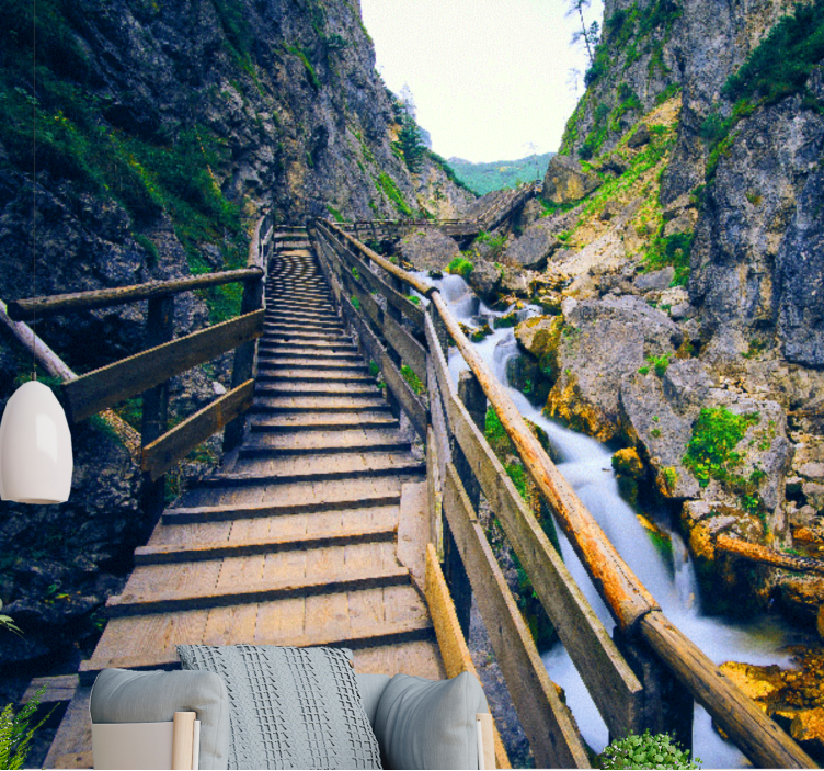 Landskab fototapet naturskønt bjergsti - TenStickers