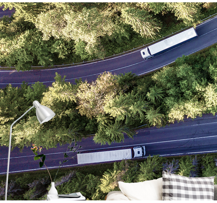 Lastbiler på motorvejen fototapet køretøj - TenStickers