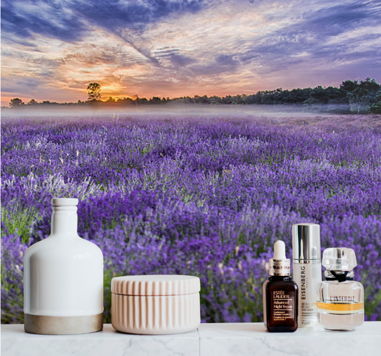 Lavendelmark farver natur fototapet - TenStickers