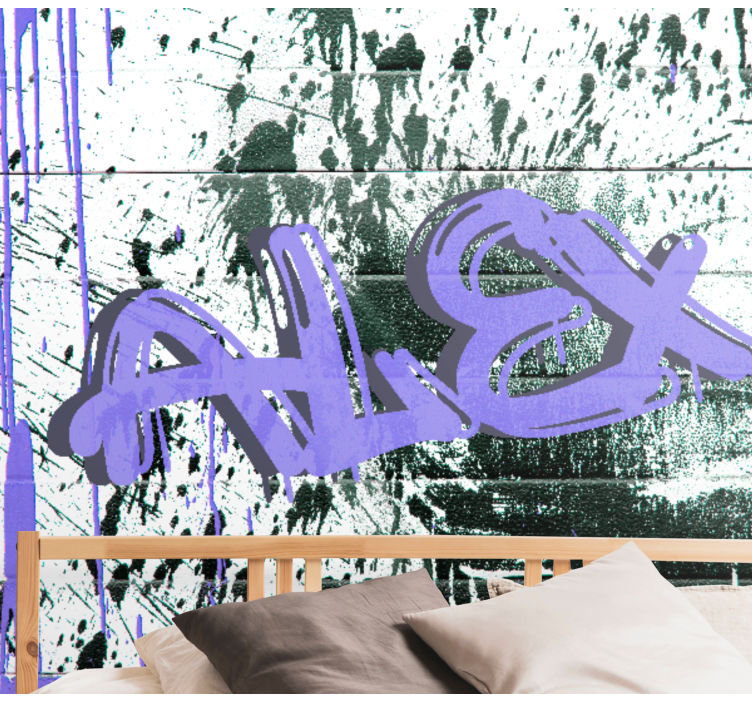 Lilla graffiti væg urban kunst fototapet - TenStickers