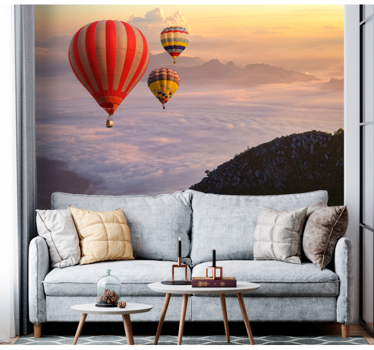 Luftballoner i himlen fototapet - TenStickers