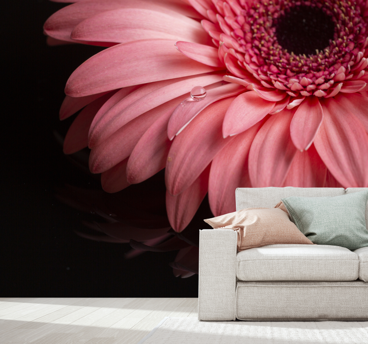 Lyserød blomstervæg fotomural - TenStickers