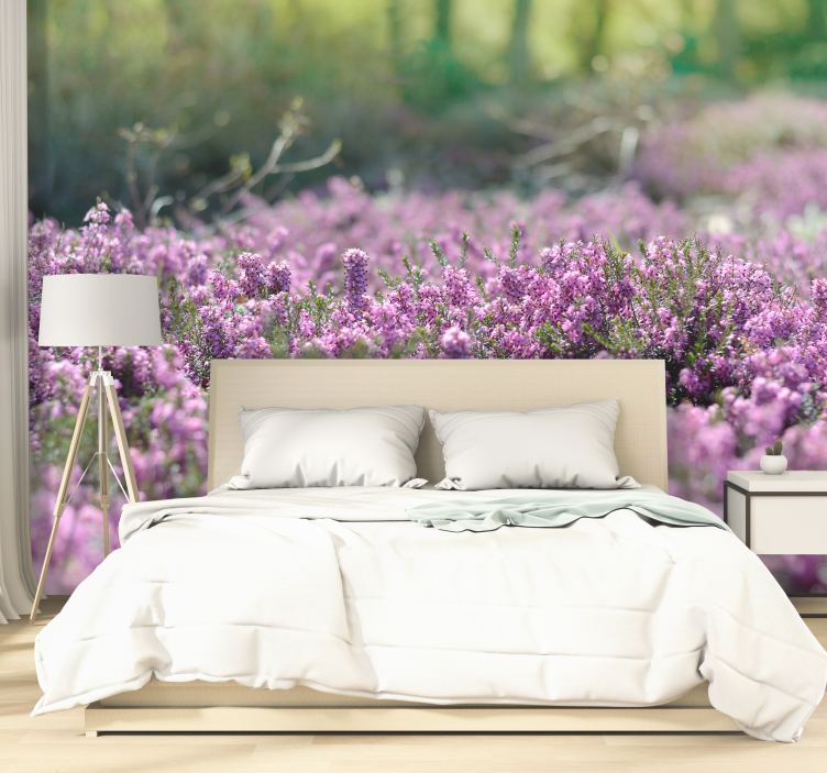 Lyserøde træer landskab fototapet - TenStickers