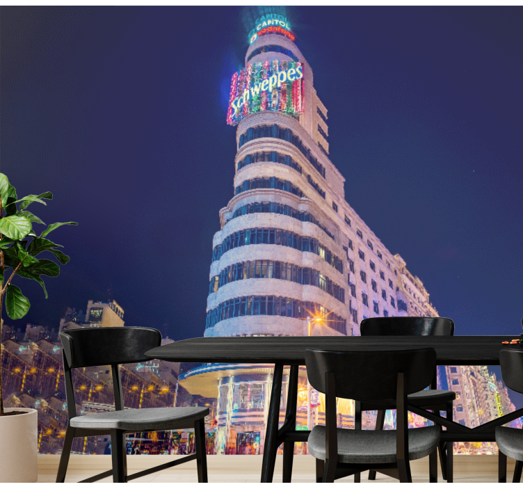 Madrid fototapet nattens skyline i madrid - TenStickers