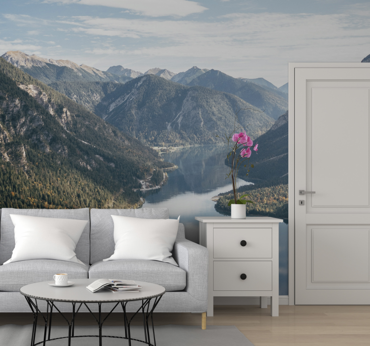 Majestætisk bjergudsigt landskab fototapet - TenStickers